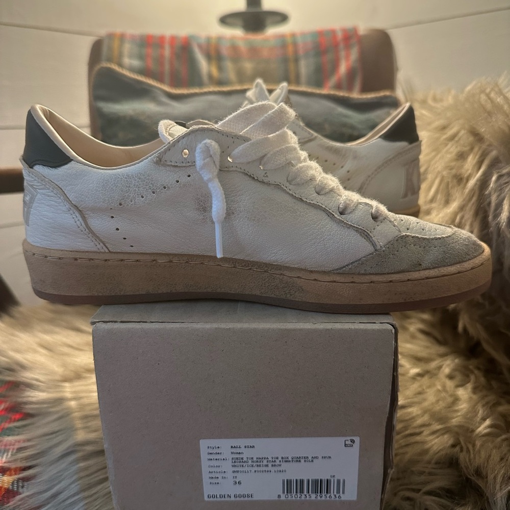 Golden Goose White Sneakers with Leopard Star - Picture 2 of 9